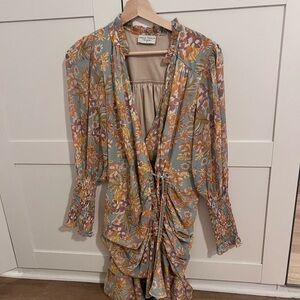 Dress Forum Floral Dress in Sage and Mustard Accents